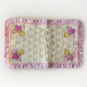VINTAGE LOONY TUNES TWEETY BIRD QUILTED BABY DOLL BLANKET LOVEY 1997 18”x12”